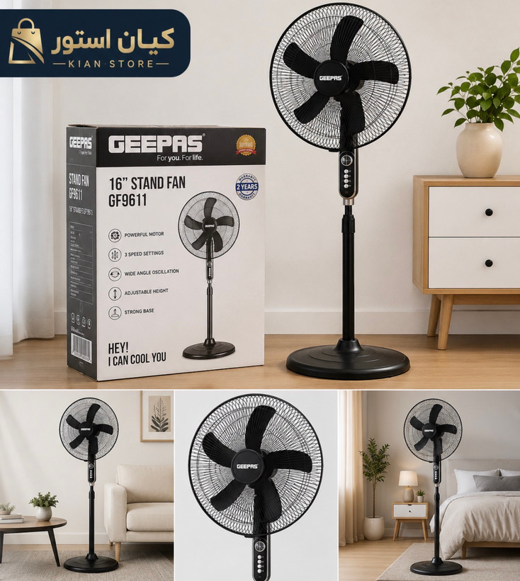 پنکه ایستاده استیل جیپاس تمام استیل مدل ۹۶۱۱