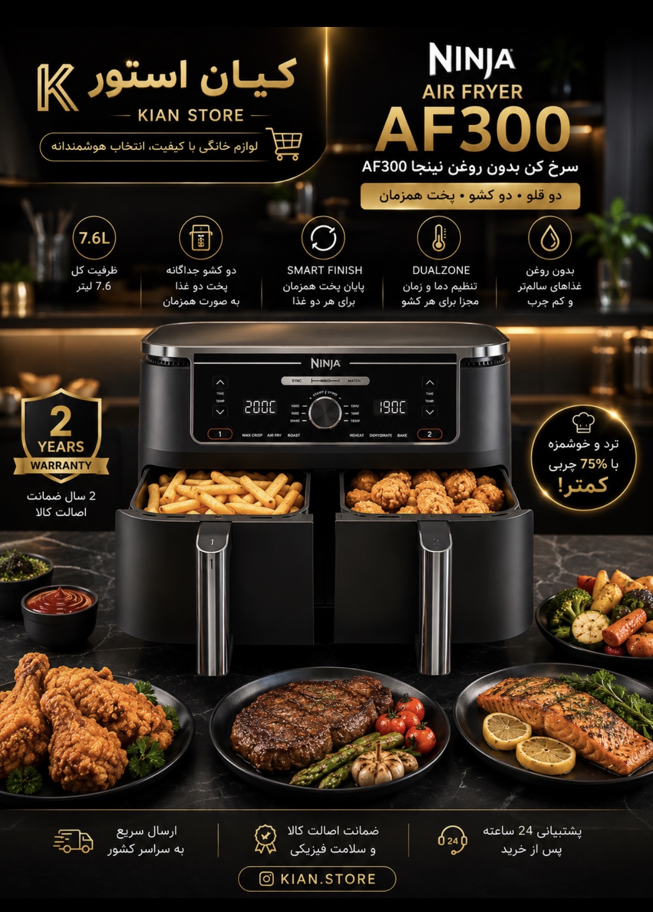 سرخ کن دو سبد نینجا مدل af300